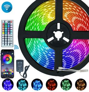 10m WiFi LEDストリップライトRGB 2835 SMD 5050フレキシブルリボン防水RGB LED LED 5MテープダイオードランプWiFiリモートコントローラー1704105