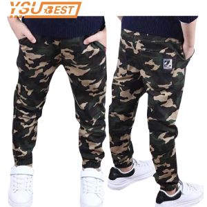 Calça camuflagem meninos calças calças calças de algodão casual impressão de harém elástico de harém calça calças de garoto de menino calça azul exército verde