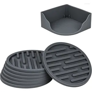 Tapetes de mesa at14 montanhas-russas de silicone 8 peças bebem não deslizamento não resistente ao calor para proteção de mesa