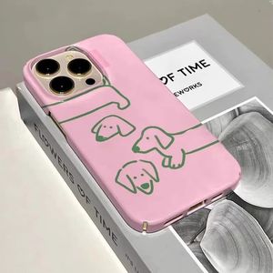 Enkel rosa taxhundfodral för iPhone 15Pro Max 14 13 Pro 13 Pro Max 15 15Plus 15Pro Case Akryl Hårt mobiltelefonfall
