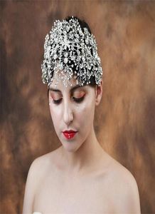 Elegante matrimonio nuziale Rinsthing a testa di strass Abranto Crown Tiara Gold Flower Crystal Crystal Accessori per capelli gioielli per 3187874
