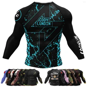 Erkekler tişörtleri cody lundin özel mma rashguard uv koruyucu bluz termal gömlek erkek döküntü koruyucusu jiu jitsu uzun kollu bjj jersey boks