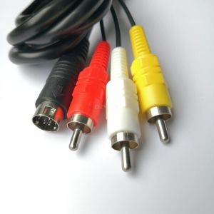 Kablar 10st 1,8 m retrobit AV RCA Audio Video Cable för Sega Genesis 2 3 II III -anslutningsladd 3RCA till 9 -stift nickelpläterad pluggspel