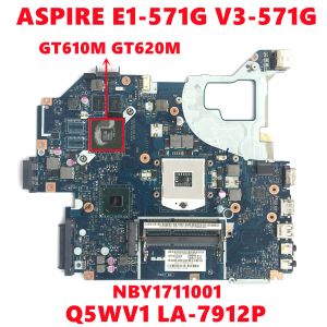 Moderkort NBY1711001 NB.Y1711.001 för Acer Aspire E1571G V3571G Laptop Motherboard Q5WV1 LA7912P med N13MGLBA2 HM77 100% Testarbete