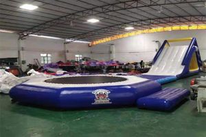 Customisierte Trampoline PVC aufblasbare Wasserrutsche mit Trampolinsee schwimmend Park Eatertainment von Schiff an die Tür 7088703 schicken