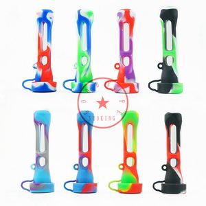 Latest Colorful Silicone Glass Hand Pipes Portable Filter Herb Tobacco Spoon Bowl Smoking Cigarette Holder Tube Innovative Removable Tips DHL