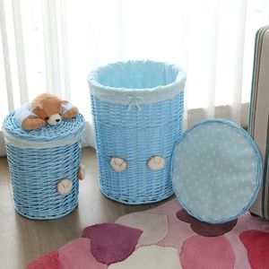Laundry Bags Wicker Basket Blue Modern Kids Large Baskets Storage Clothes Box Wasmanden Home Organization