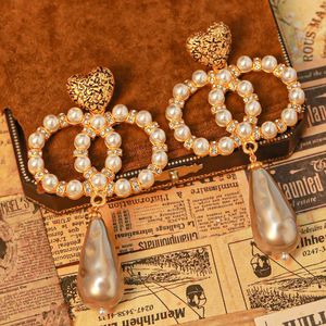 Ny retro älskar pärlhänge örhänge koppar guldpläterade örhängen minimalistiska medeltida smycken ny design dj-09a