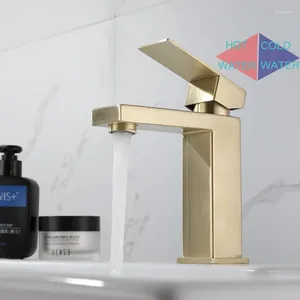 Rubinetti del lavandino da bagno con cavo oro libero 304 in acciaio inossidabile faccia freddo miscelatore a bacino anti-scratch tocco di acqua nera