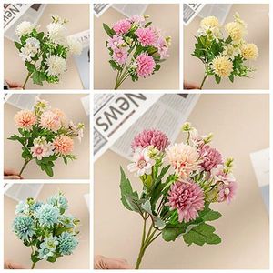 Dekorativa blommor 10 Flower Head Ball Chrysanthemum Fake Bouquet Wedding Decoration Home Study