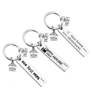 Nyckelringar Lanyards Rostfritt stål Husuppsättning Keychain Pendant Family Love Creative House Lage Decoration Key Ring 12x50mm Drop D DHJFE