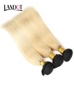 Ciemne korzenie OMBRE 1B613 Blond włosy Brazylijskie dziewicze ludzkie włosy Weave 34 Romba 10a Peruwiańska indyjska malezyjska prosta Remy Hair547953626