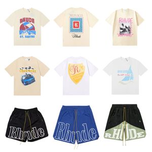 Herrenhemden Rhude Herren Short Rhude T -Shirt Sets kurzärmel bequem hochwertiger, schnell trocknender atmungsaktives Modus stilvoller klassischer stilvoller moderner Mann Tshirt