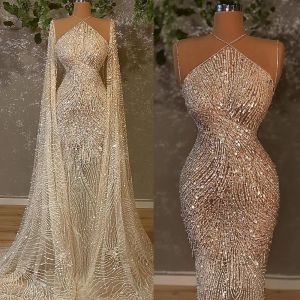 Sparkly Sequined Mermaid Wedding Dress with Wrap Illusion Bling Dubai Princess Bridal Gowns Robe De Soiree Turkish Couture Abendkleider Bride Dresses BC18571