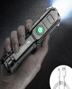 Strong Lights Portable Flashlight Highpower USB Rechargeable Zoom Highlight Tactical Flashlight Outdoor Lighting LED Flash Light 3617958