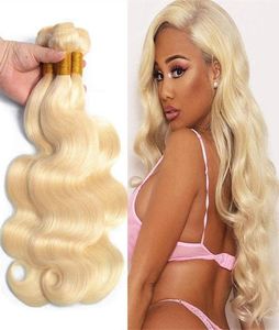 613 Blonde brasilianische Körperwelle Humanes Haarwebe Vollköpfe 3pcslot Doppelschweiß Remy Hair Extensions1334749