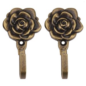 Placas decorativas 2pcs Metal Rose Flower Cortina Trey Tretback Titular ganchos de parede decoração