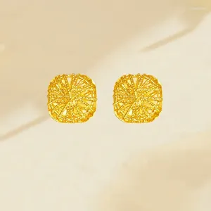 Stud Earrings LABB Real 18K Gold Flower Silk Sugar AU750 High Grade Women's Boutique Jewelry Gift E0049