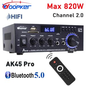 Amplifikatör Woopker AK45 Pro Ses Amplifikatörü Maksimum Çıkış 820W Kanal 2.0 Bluetooth Amp Karaoke HiFi Home RV'ler için Dijital Stereo Alıcı
