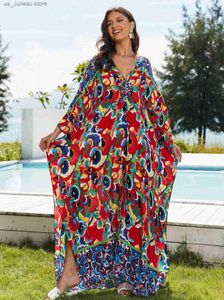 Urban Sexy Dresses Bohemian Printed Fashionable Sexy V Neck Long Slve Dress For Women 2024 Summer Women Plus Size Wear Maxi Dresses Q1591 1 T240415