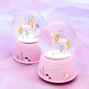 Decorative Figurines 2pos/set Crystal Ball With Lights Cartoon Resin Crafts Home Decorations Couple Gifts