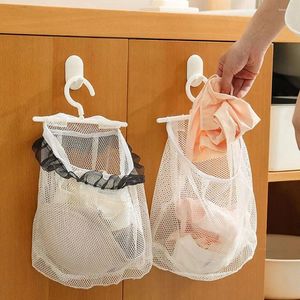 Laundry Bags Wall-mounted Clothespin Bag Washable Foldable Hanging Drying Net Breathable With Hanger Storage Mesh Travel