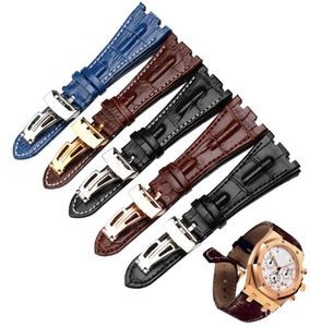 Bracciale in pelle vera bracciale da uomo Sport Sports Watch Watch Black Blue Brown Watchband White White Accessori per orologi di alta qualità 28 mm Accessori per orologi di alta qualità4555658