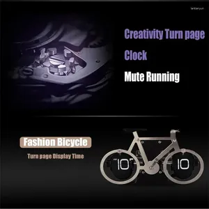 Table Clocks Creativity Page Turning Simplicity Bicycle Fashion Home Decor Turn Mesa Bedroom Clock