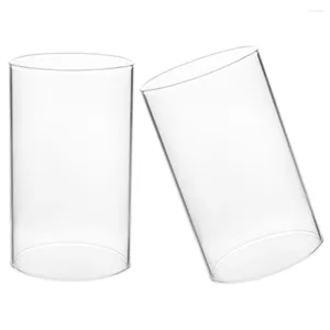 Ljushållare glas täcker klara hushållens nyanser hållare pelare ljus täcker cylinderburk