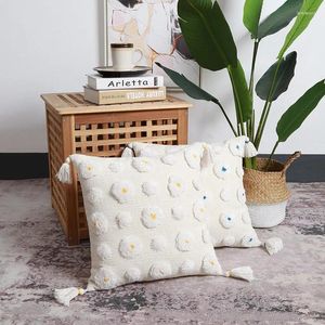 Kissen handgefertigt reine weiße 45x45 cm Geometrische Ins Quasten Nordic Chenille Tufted Sofa