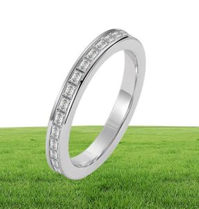 2021 Nuovo arrivo Simple Fashion Jewelry Real 100 925 Sterling Siver Full Princess Cut White Topaz Cz Diamond Women Wedding Band R3237958