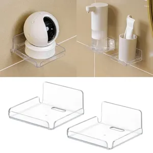 Kitchen Storage 2pcs Bathroom Wall Shelf Acrylic Shelves Display Ledges For Decoration Small Floating Adhesive Holder