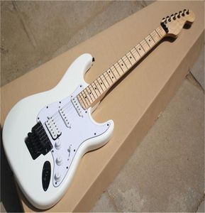 6String Electric Guitar White Paint Black Metal Аппаратное оборудование Maple Fignbord2932283