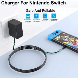 Laddare väggladdare AC Adapter Strömförsörjning 15V 2.6A Snabb laddningssats Nintendo Switch Lite OLED Dock Station och Pro Controller