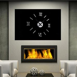 3D Mirror Wall Clock Sticker DIY Acrylic Roman Number Art Decal Wallpaper for Home Living Room Bedroom Wall Decoration