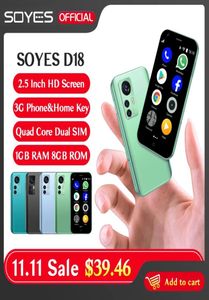 Original Soyes Mobiltelefoner Mini Android Smart Phone Google Play 25quot högupplösta skärm Quad Core 1GB RAM 8GB ROM MTK65806645753