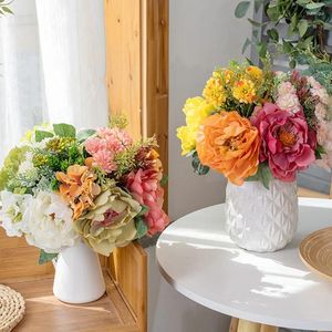 Decorative Flowers Simulation Peony Flower Wedding Bridal Bridesmaid Holding Bouquet Home Festival Party Room Fake Plants Decorations