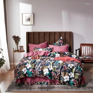 Sängkläder set kinesisk stil blommor mjuk egyptisk täcke omslaget stort king set set