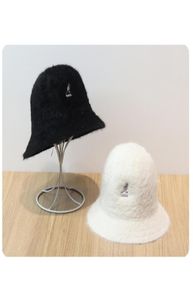 Autumn and winter women039s new rabbit fur pure color Korean fisherman hat kangol kangaroo embroidery warm allmatch bucket hat7346218