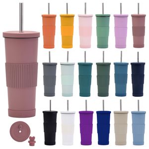 30 oz de aço inoxidável a vácuo caneca térmica Tumbler isolada com tampa e palha de café Copo frio xícara de parede dupla xícara de café BPA grátis hsk004