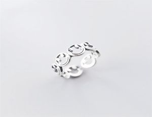 Somente memória retrô-mecânica Happy Creative 925 Sterling feminino Sier Ringentable Abertura Rings SRI548202200