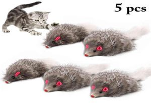 5 pezzi topi gatto giocattoli falsi topi topi topi coda lunga topi morbido vera pelliccia di coniglio per gatti topi peluche giocando a masticare giocattolo per animali da pet l29277015
