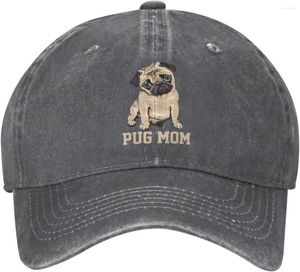 Bollkåpor mops mamma hund kvinnor denim baseball cap trucker hatt för kvinnor unisex