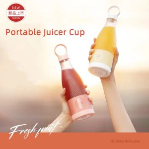 Juicers Newly Design Portable Blender Bottle Mini Fruit Mixer 4 Blades 450ml USB Wireless Juicer Extractors Cup Pink Mixeur Smoothie