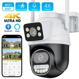 IP -Kameras 8MP PTZ WiFi Camera Dual Objektiv 4x Digital Zoom Dual Screen IP -Kamera AI Mensch Erkennen automatischer Verfolgung Outdoor -Überwachungskamera 240413