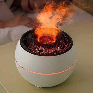 Humidifiers Volcano Fire Flame Air Humidifier Aroma Diffuser Oil Home Ultrasonic Mist Maker Jellyfish Fragrance Fogger Night Light