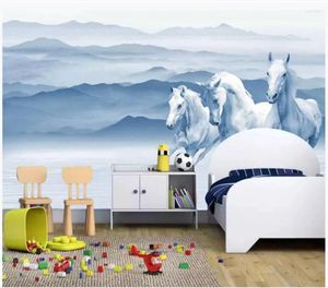 Wallpapers Custom Po Wallpaper For Walls 3 D Mural Chinese Style Ink Landscape Painting White Horse TV Background Wall