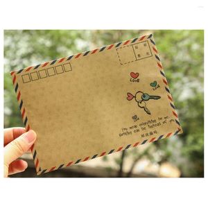 Present Wrap 8 PCS School Supplies Air Mail -kuvert Western Style Office Kraft Paper Vintage