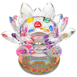 Candle Holders Crystal Holder Decorative Candleholder Lotus Figurine Dinner Table Base Glass Candlestick For Home