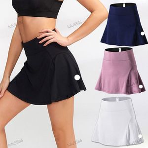 2024 Tennis Skirts Pleated Yoga Skirt Gym Clothes Women Running Fitness Golf Pants Shorts Sports Back Waist Pocket Zipper Pleated Short skirt Ninth